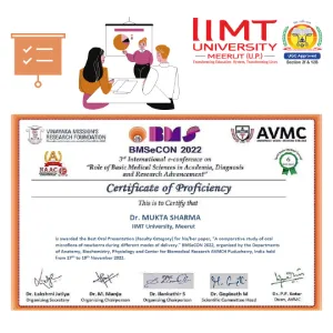 Deputy Dean, School of Life Science and Technology awarded for Paper Presentation in BMSeCON 2022