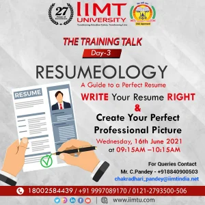 Your Resume creates your First Professional Picture and to make it simply the best; join us on the Day 3 of The Training Talk