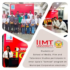 Students of School of Media, Film and Television Studies participate in Amar Ujala's "Samvad" program on Municipal Corporation elections