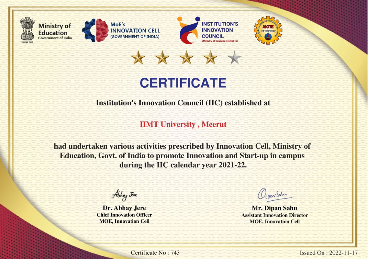 IIMTU IIC gets 4 star rating by MoE