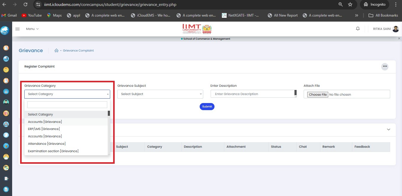 grievance iimt