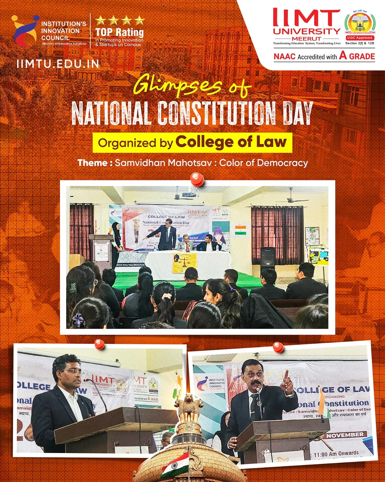 Legal luminaries and faculty discussing free legal aid services provided by IIMT University Legal Aid Clinic.