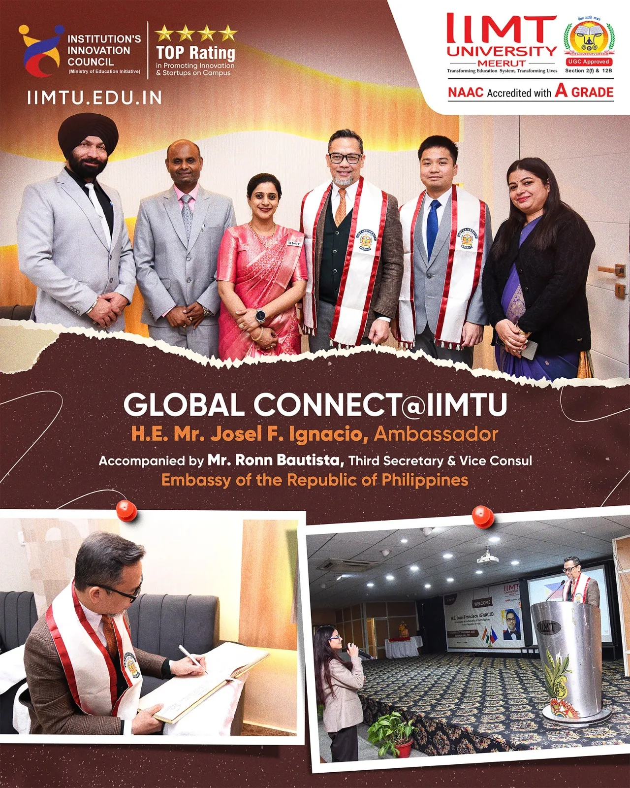 Group photo of Ambassador Josel F. Ignacio with IIMT University officials and dignitaries