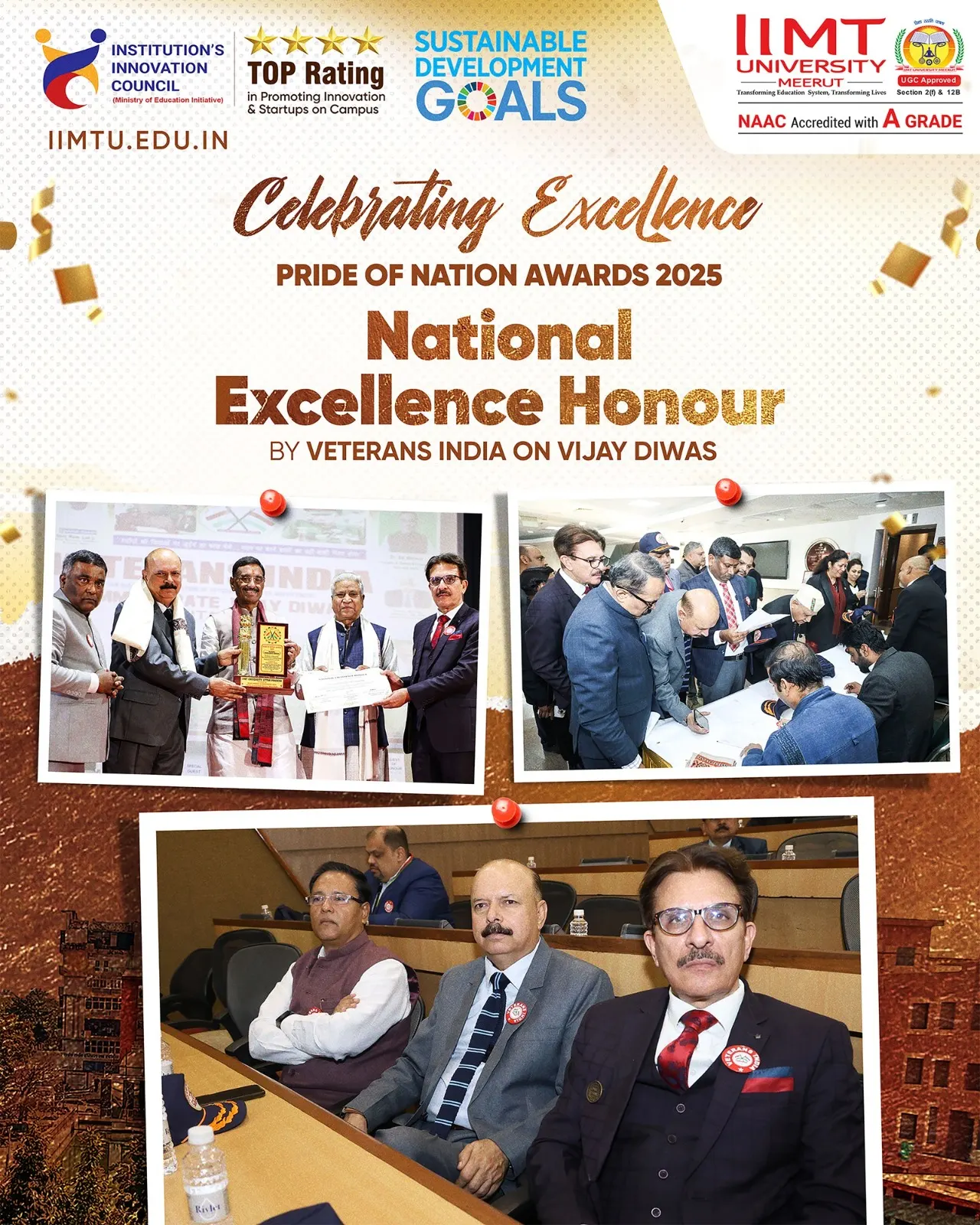 Dignitaries and veterans honouring IIMT University for its contribution to nation-building and value-based education