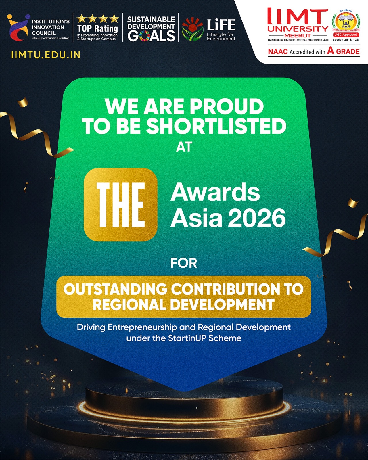 THE Asia Awards 2026 IIMT University - Outstanding Contribution to Regional Development
