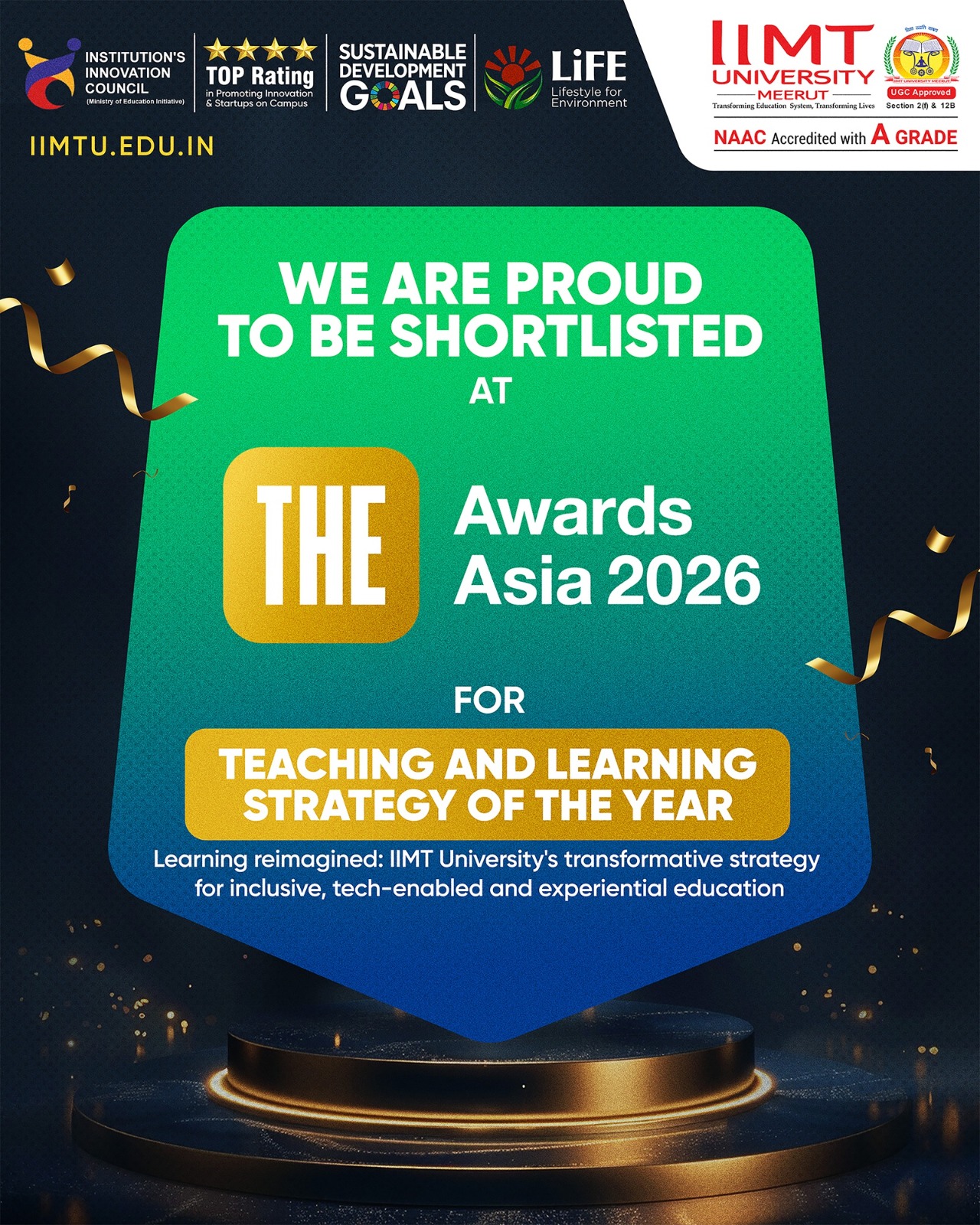 THE Asia Awards 2026 IIMT University - Teaching and Learning Strategy of the Year