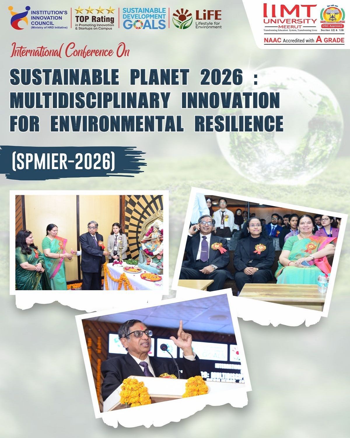International Conference on Sustainable Planet 2026 at IIMT University with global researchers and keynote speakers on stage