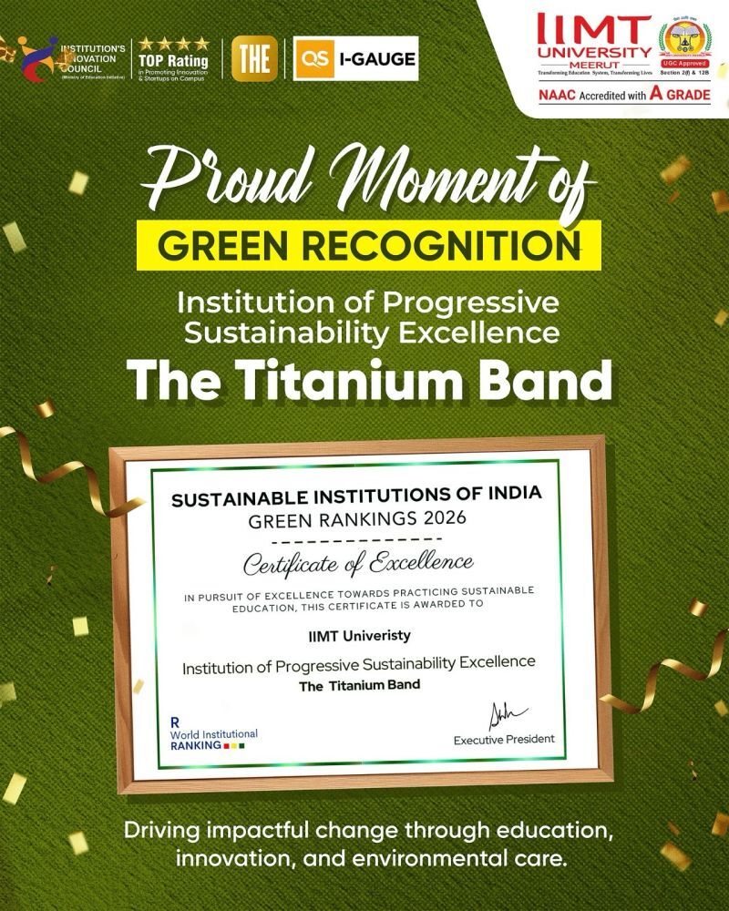 IIMT University campus showcasing green infrastructure and sustainability initiatives after winning Titanium Band in SII Green Rankings 2026