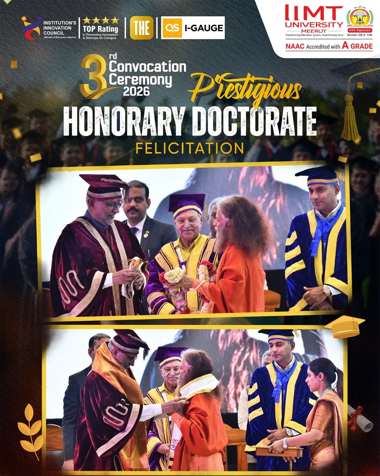 Gold medallists of IIMT University 2026 celebrating academic excellence during convocation ceremony