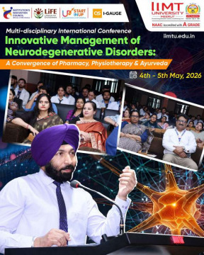 Experts from Pharmacy, Physiotherapy, and Ayurveda participating in a multidisciplinary international conference on neurodegenerative disorder management at IIMT University