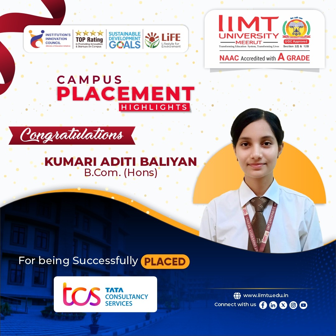 IIMT University students successfully placed at TCS through campus recruitment, highlighting strong industry partnerships and excellent career opportunities.