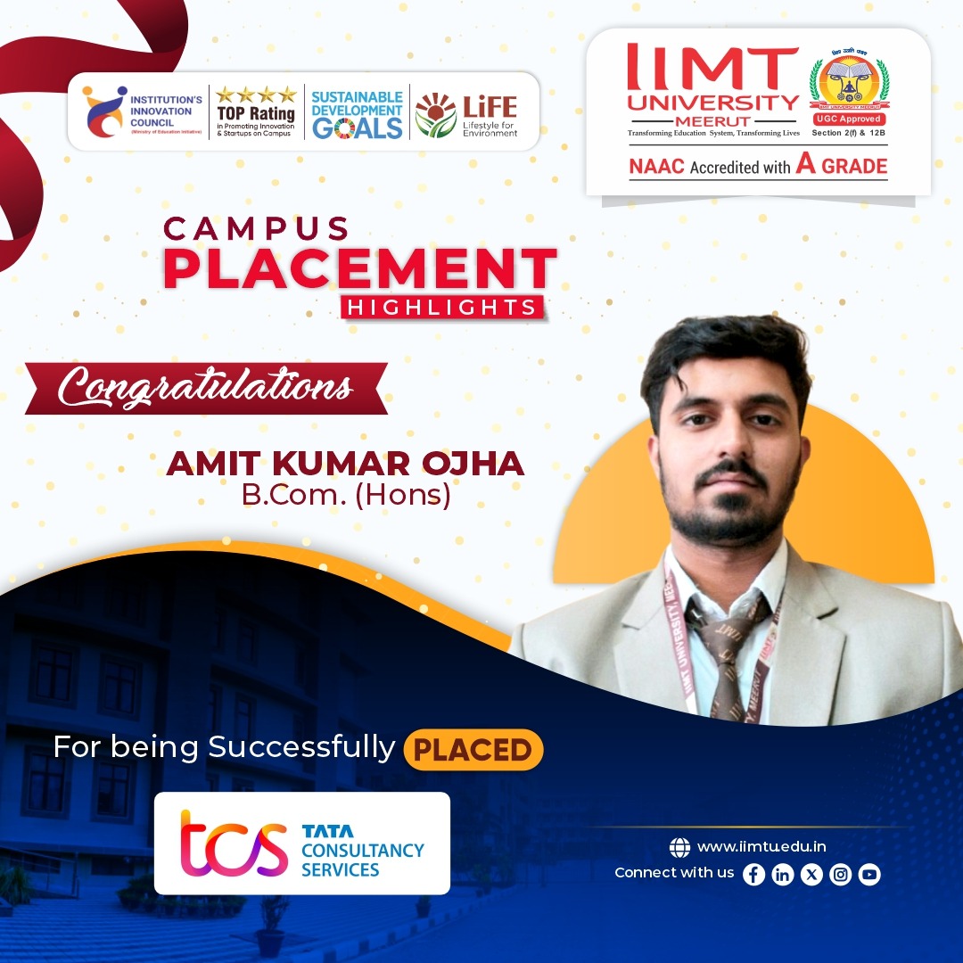 IIMT University students successfully placed at TCS through campus recruitment, highlighting strong industry partnerships and excellent career opportunities.