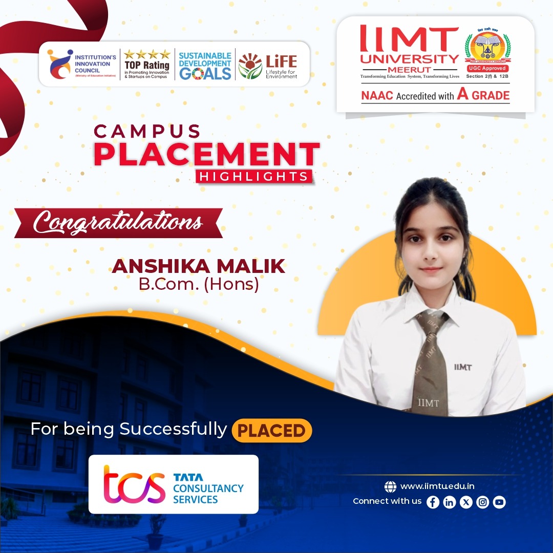 IIMT University students successfully placed at TCS through campus recruitment, highlighting strong industry partnerships and excellent career opportunities.