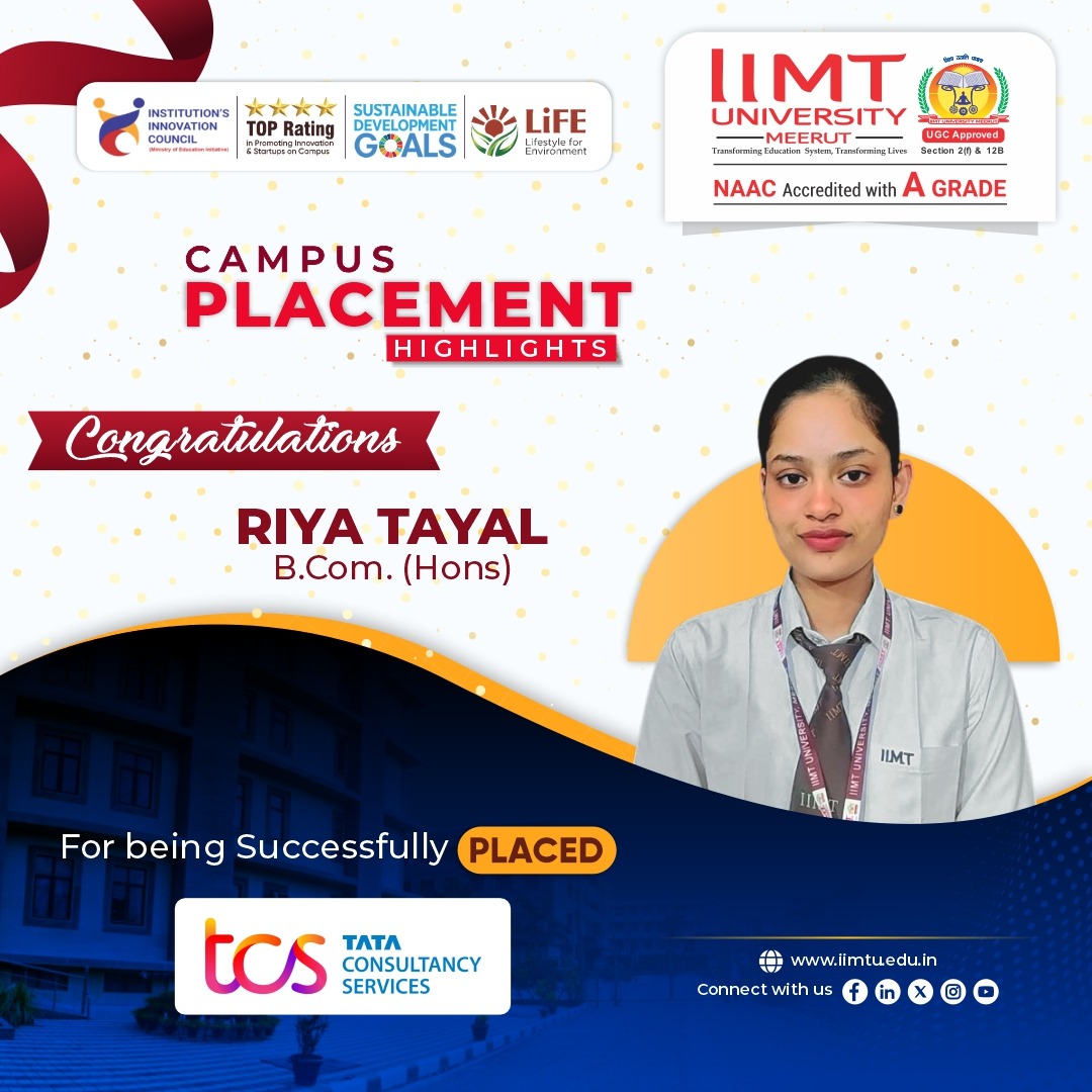 IIMT University students successfully placed at TCS through campus recruitment, highlighting strong industry partnerships and excellent career opportunities.