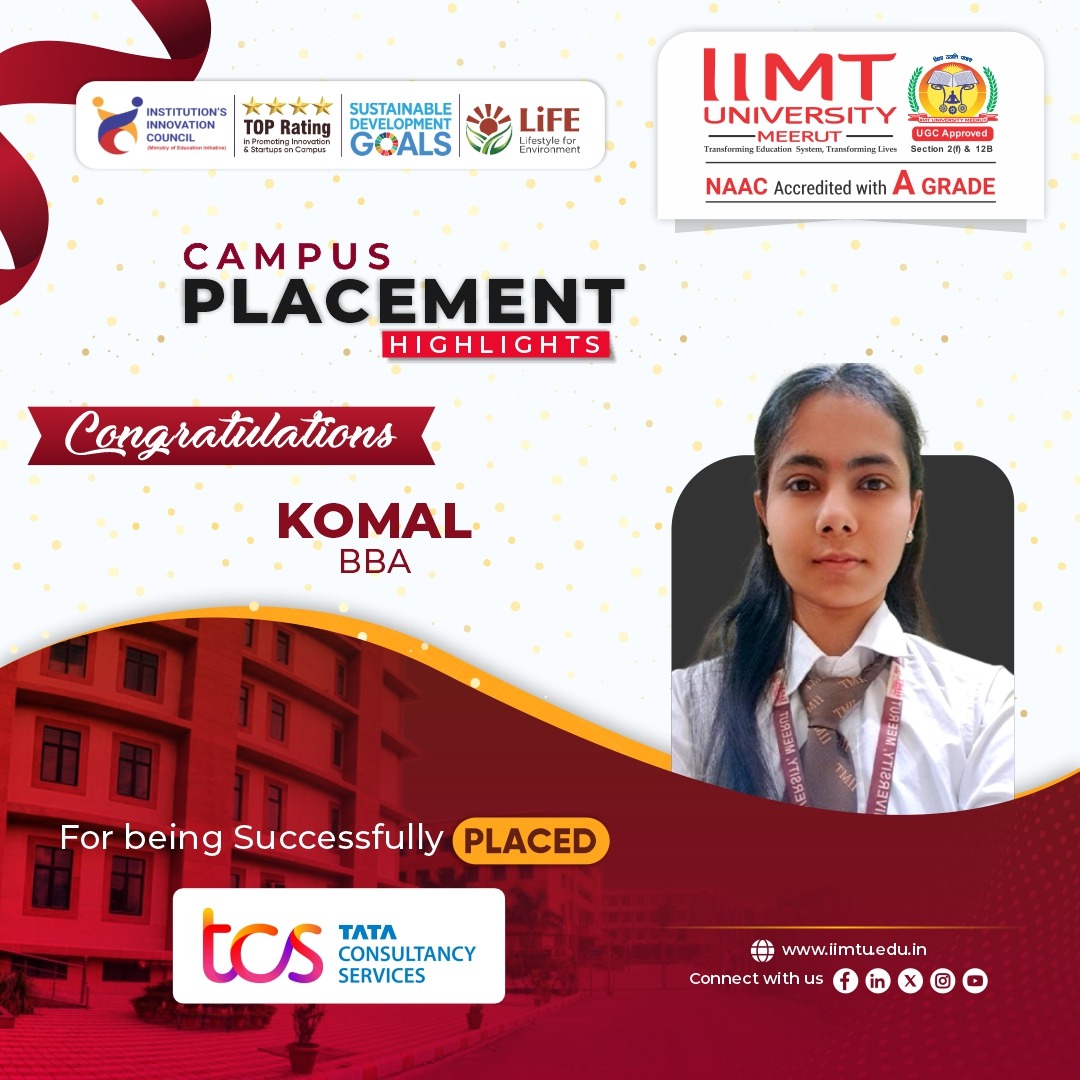 IIMT University students successfully placed at TCS through campus recruitment, highlighting strong industry partnerships and excellent career opportunities.