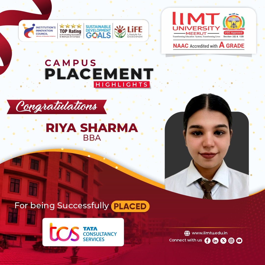 IIMT University students successfully placed at TCS through campus recruitment, highlighting strong industry partnerships and excellent career opportunities.