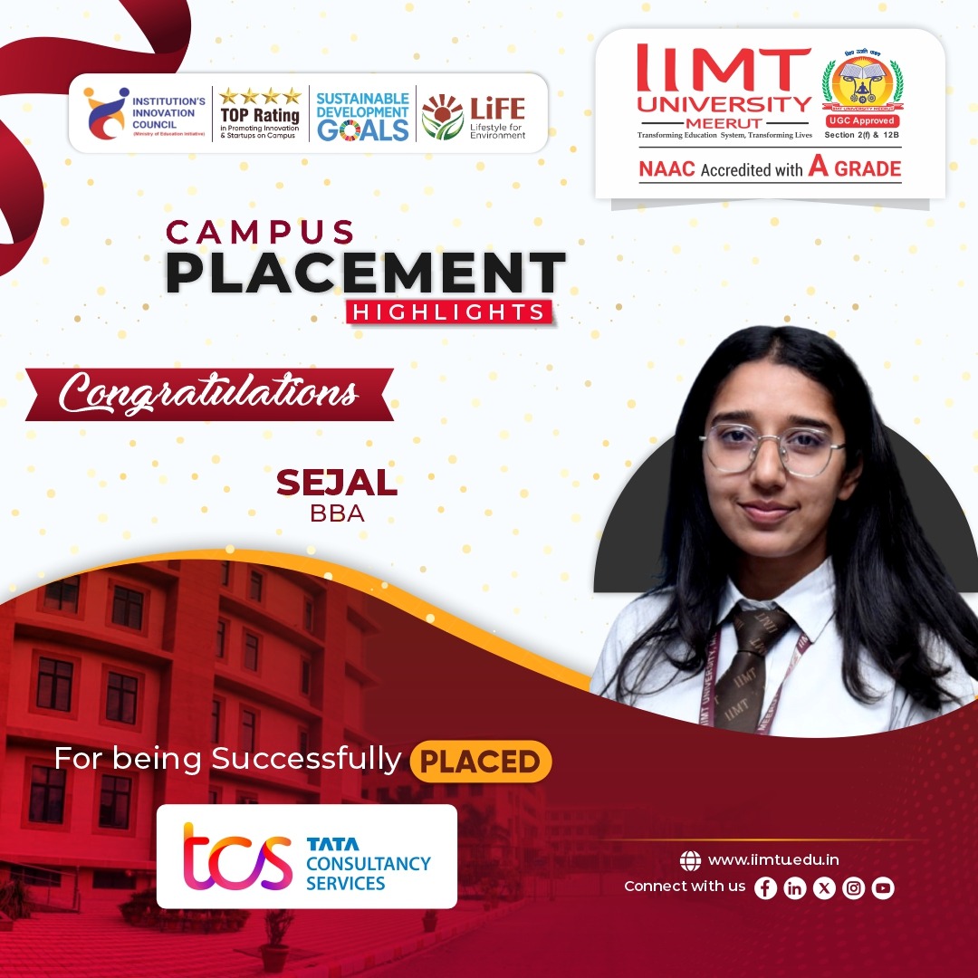IIMT University students successfully placed at TCS through campus recruitment, highlighting strong industry partnerships and excellent career opportunities.