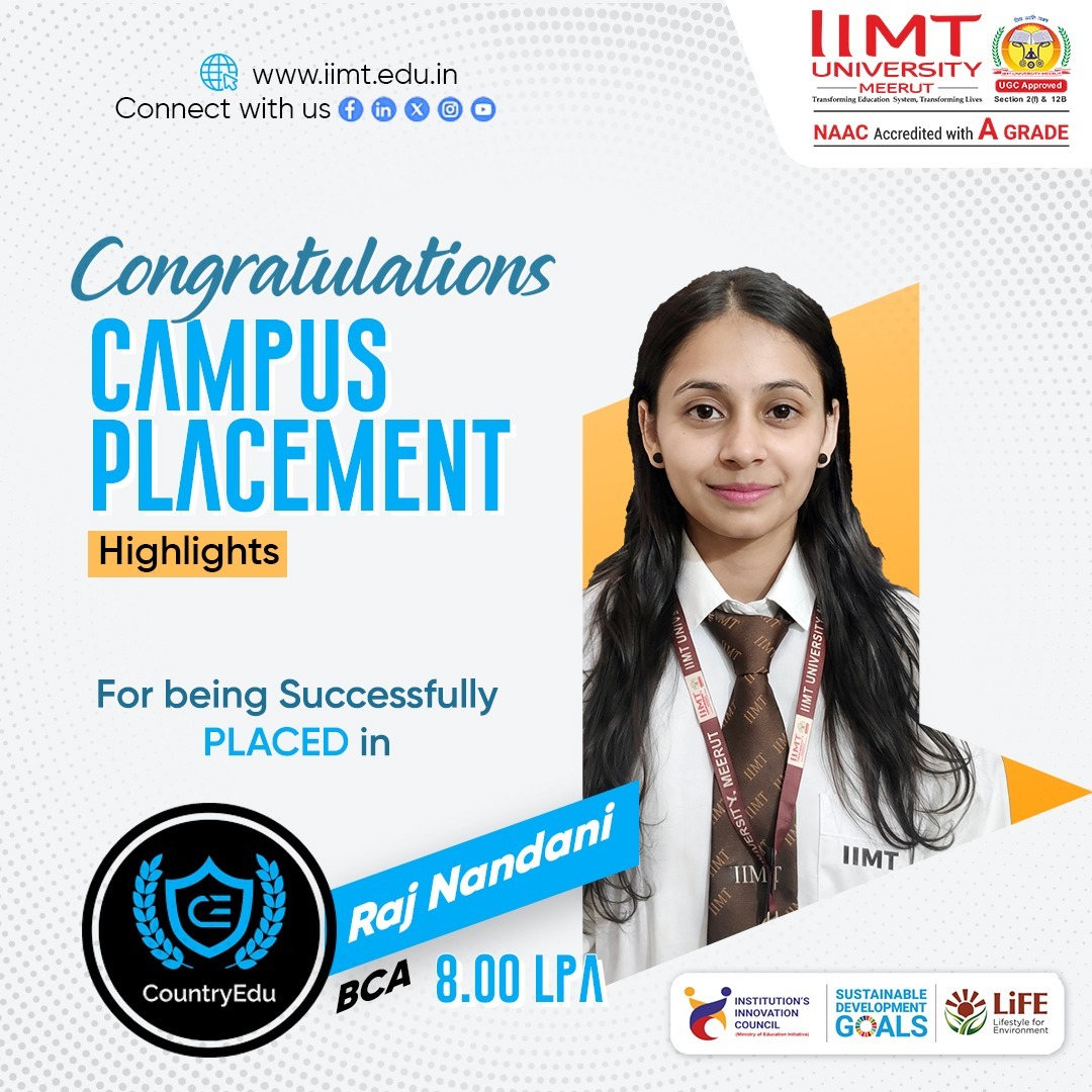 IIMT University students successfully placed at Country Education through campus recruitment, showcasing career opportunities and strong industry partnerships
