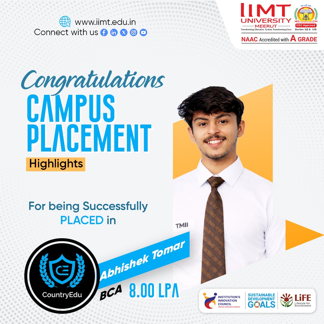 IIMT University students successfully placed at Country Education through campus recruitment, showcasing career opportunities and strong industry partnerships