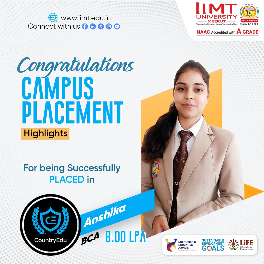 IIMT University students successfully placed at Country Education through campus recruitment, showcasing career opportunities and strong industry partnerships
