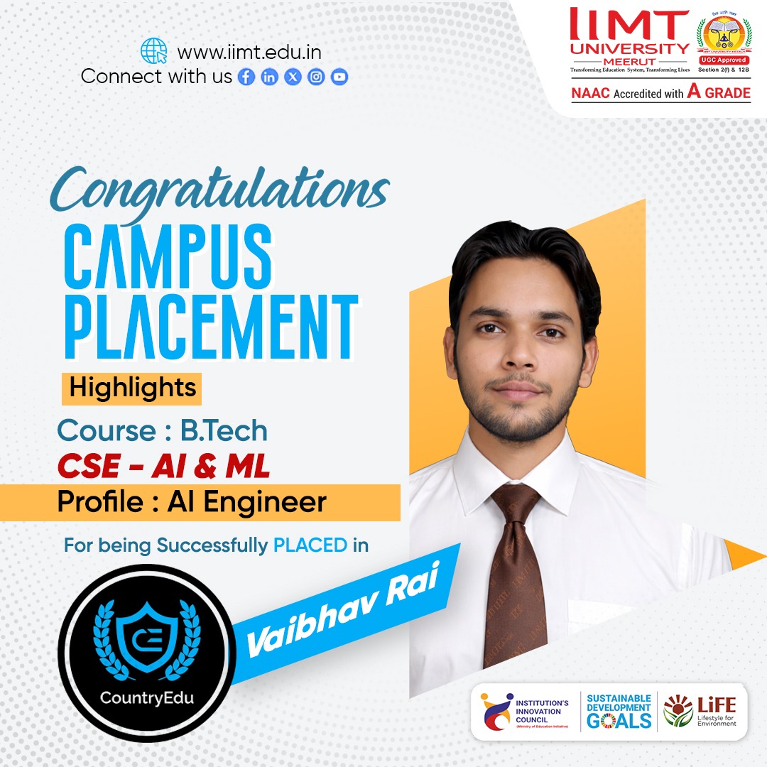 IIMT University students successfully placed at Country Education through campus recruitment, showcasing career opportunities and strong industry partnerships