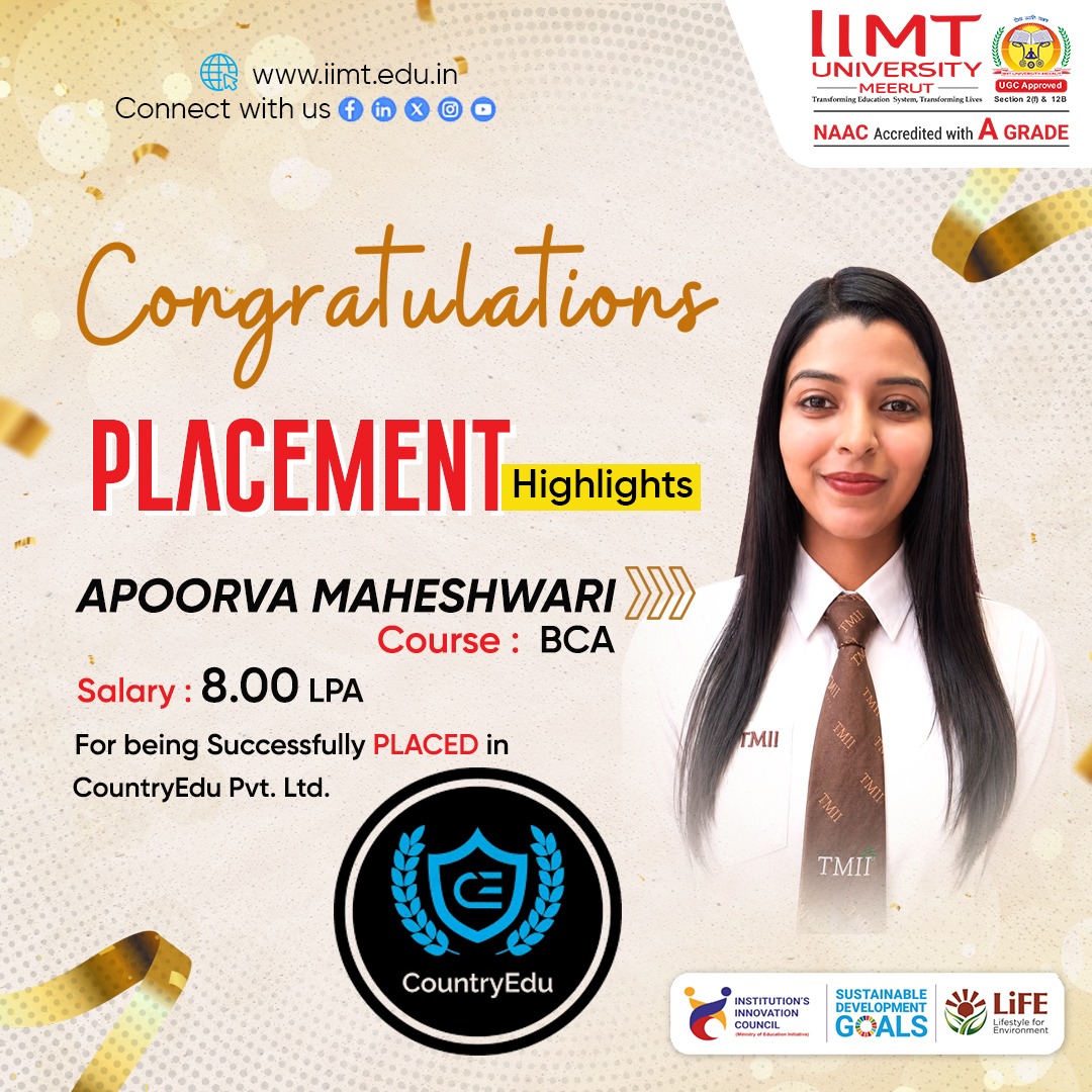 IIMT University students successfully placed at Country Education through campus recruitment, showcasing career opportunities and strong industry partnerships