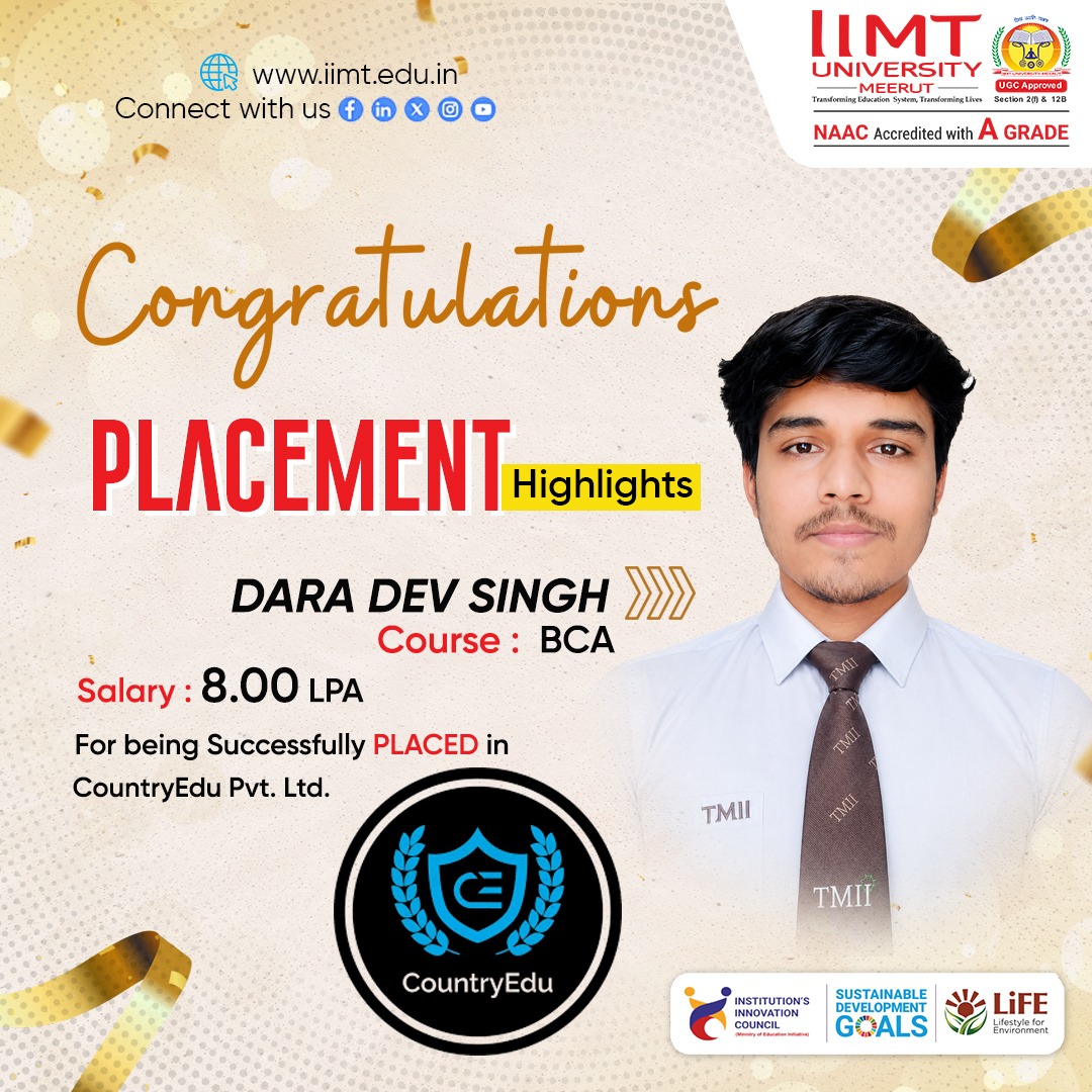 IIMT University students successfully placed at Country Education through campus recruitment, showcasing career opportunities and strong industry partnerships