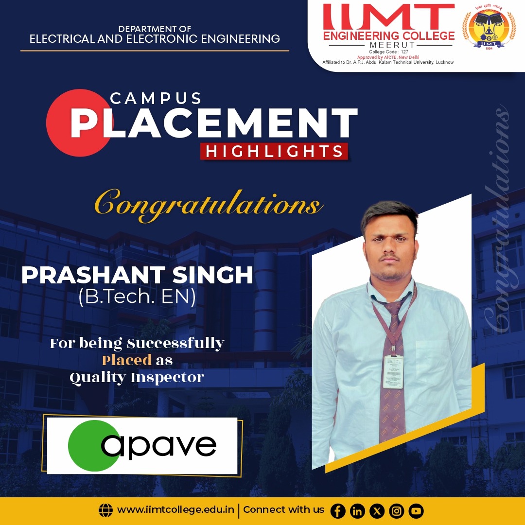 IIMT University students successfully placed at Apave through campus recruitment, highlighting career growth opportunities and strong industry collaboration.