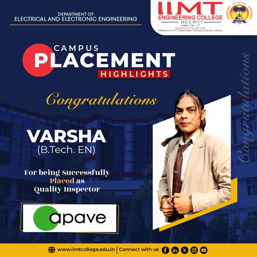 IIMT University students successfully placed at Apave through campus recruitment, highlighting career growth opportunities and strong industry collaboration.