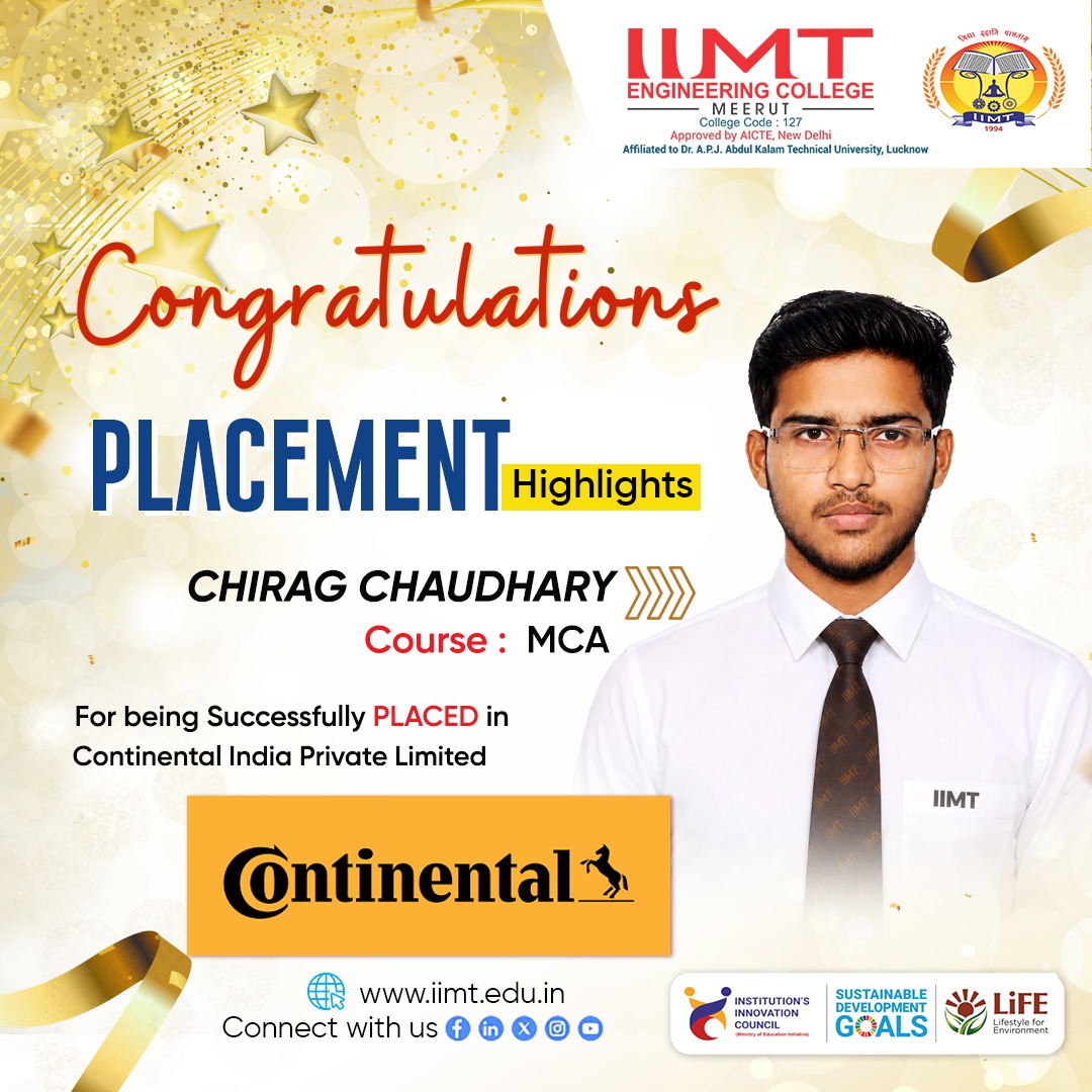 IIMT University students successfully placed at Continental through campus recruitment, showcasing career opportunities and strong industry partnerships.