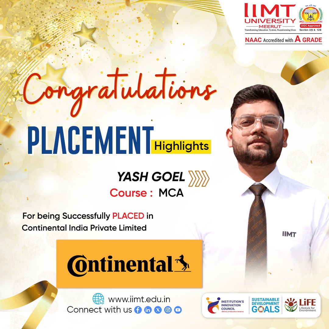 IIMT University students successfully placed at Continental through campus recruitment, showcasing career opportunities and strong industry partnerships.