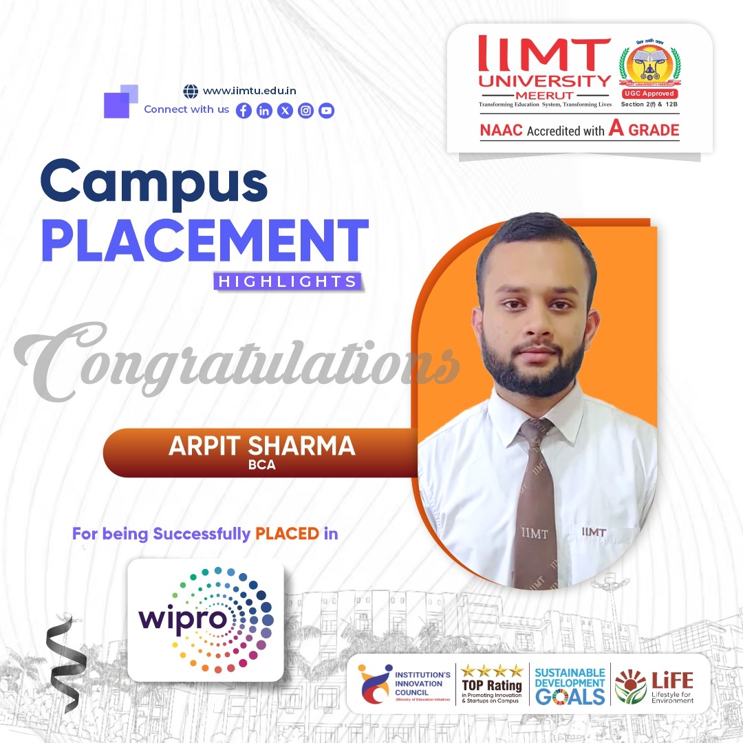 IIMT University students successfully placed in multiple companies during campus placement, showcasing diverse career opportunities and strong industry connections.