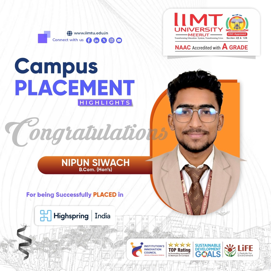 IIMT University students successfully placed in multiple companies during campus placement, showcasing diverse career opportunities and strong industry connections.