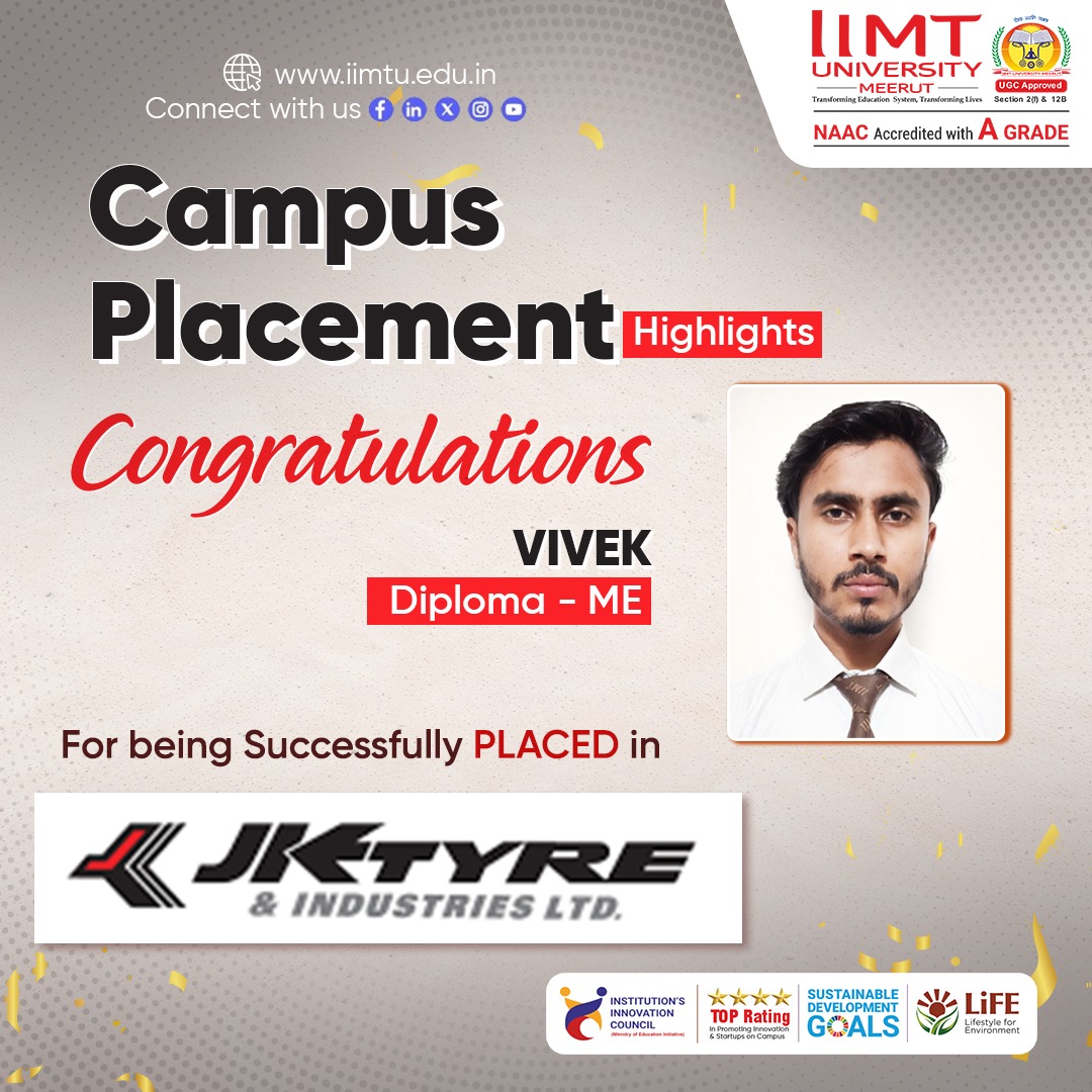 IIMT University students successfully placed in multiple companies during campus placement, showcasing diverse career opportunities and strong industry connections.