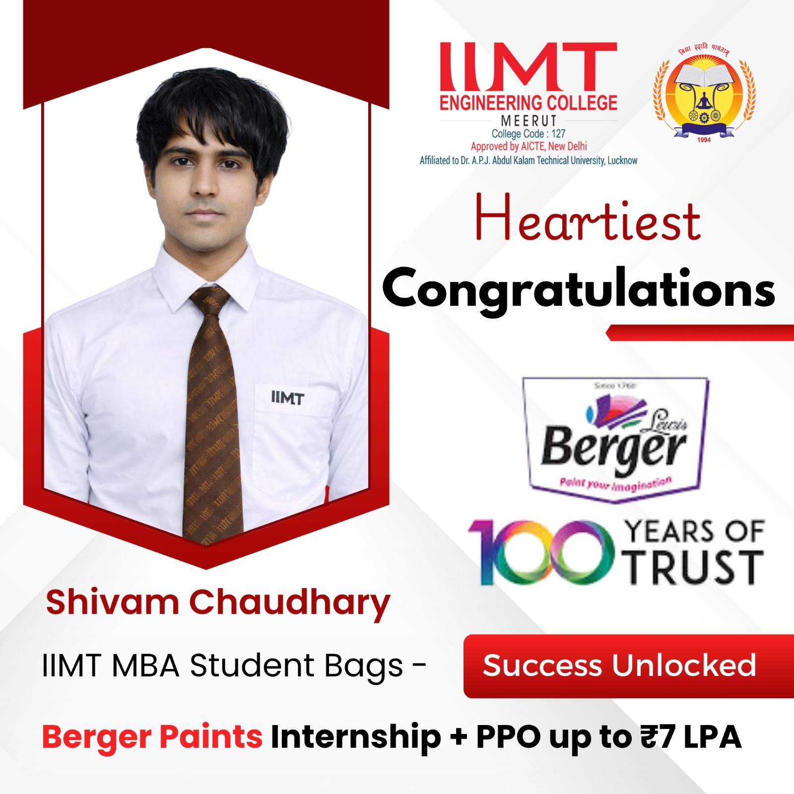IIMT University students successfully placed in multiple companies during campus placement, showcasing diverse career opportunities and strong industry connections.