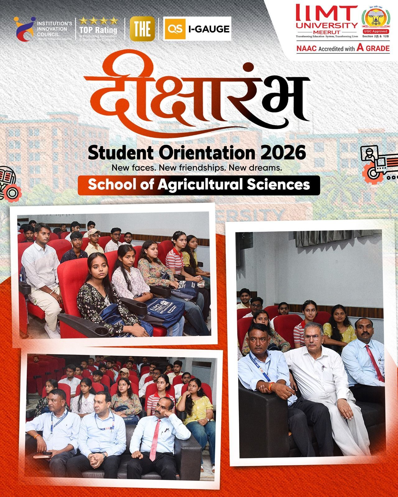 Student Orientation 2026 at IIMT University welcoming new students of the School of Agricultural Sciences.