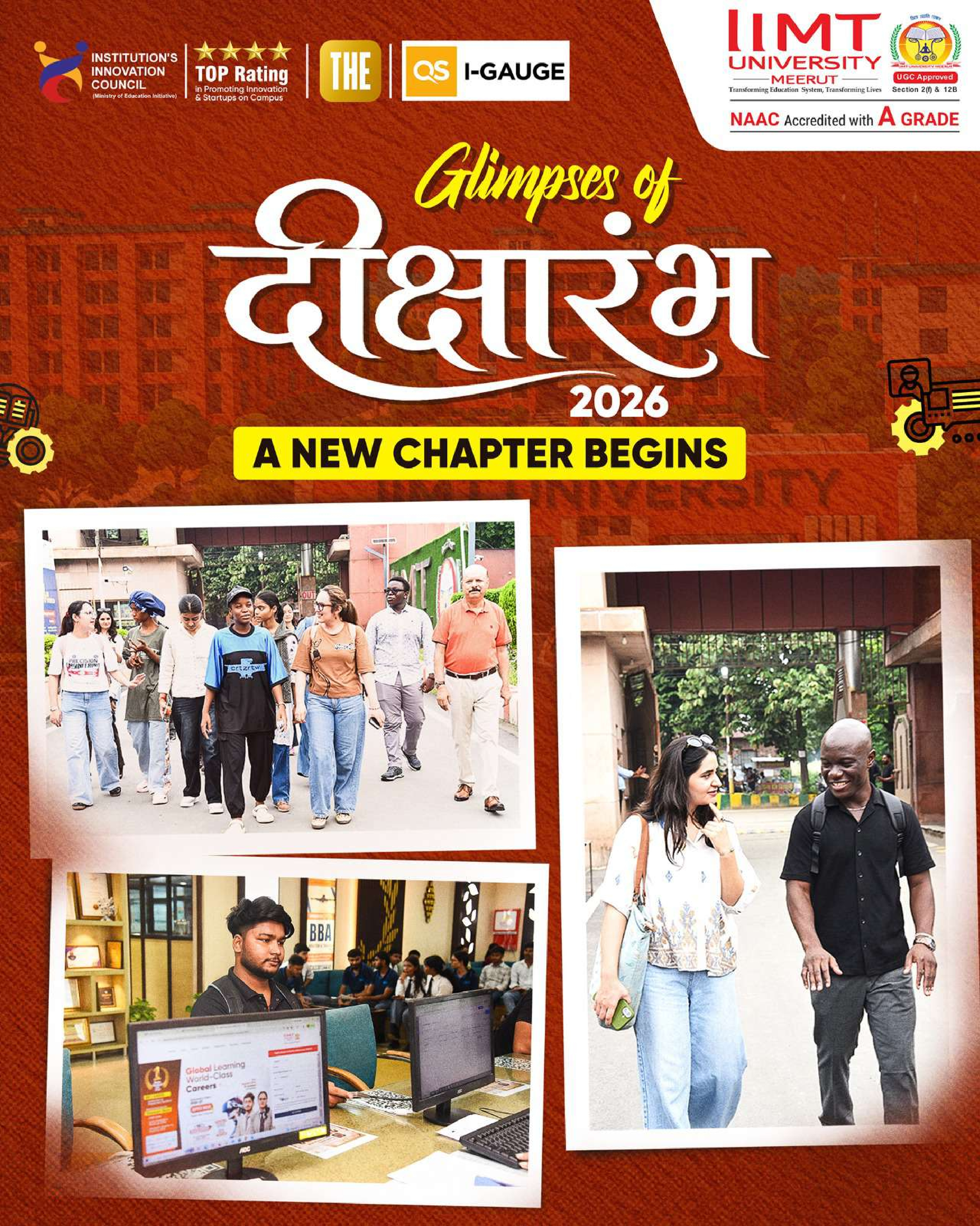 New students celebrating the beginning of their academic journey at IIMT University during Diiksharambh 2026