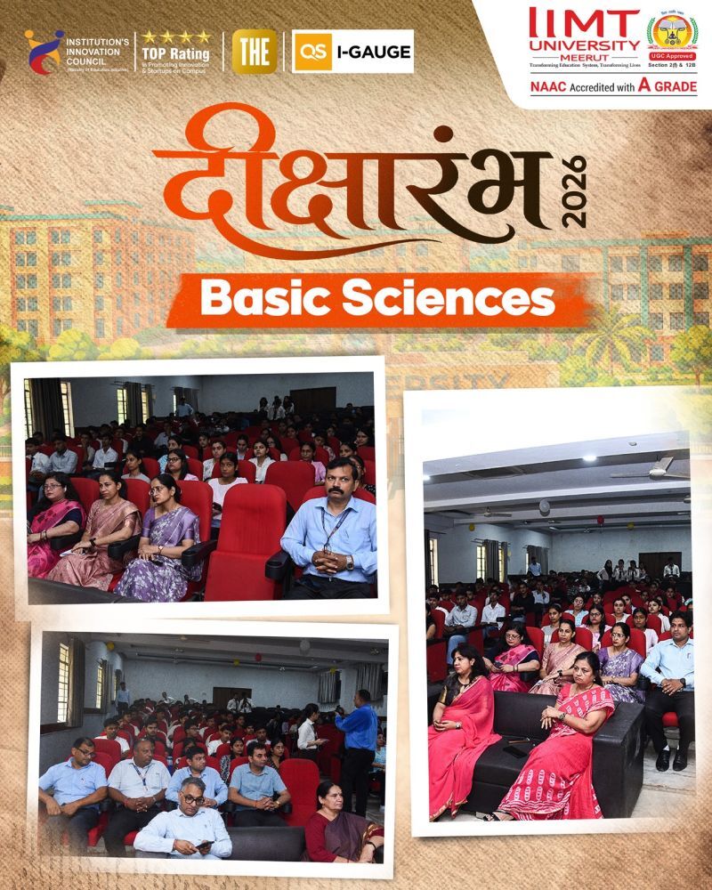 Students attending Diksharambh 2026 orientation programme at the School of Basic Sciences, IIMT University.