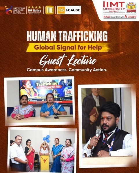 IIMT University Human Trafficking Awareness Guest Lecture – Students and faculty participating in an insightful awareness session on recognising warning signs and preventing human trafficking.