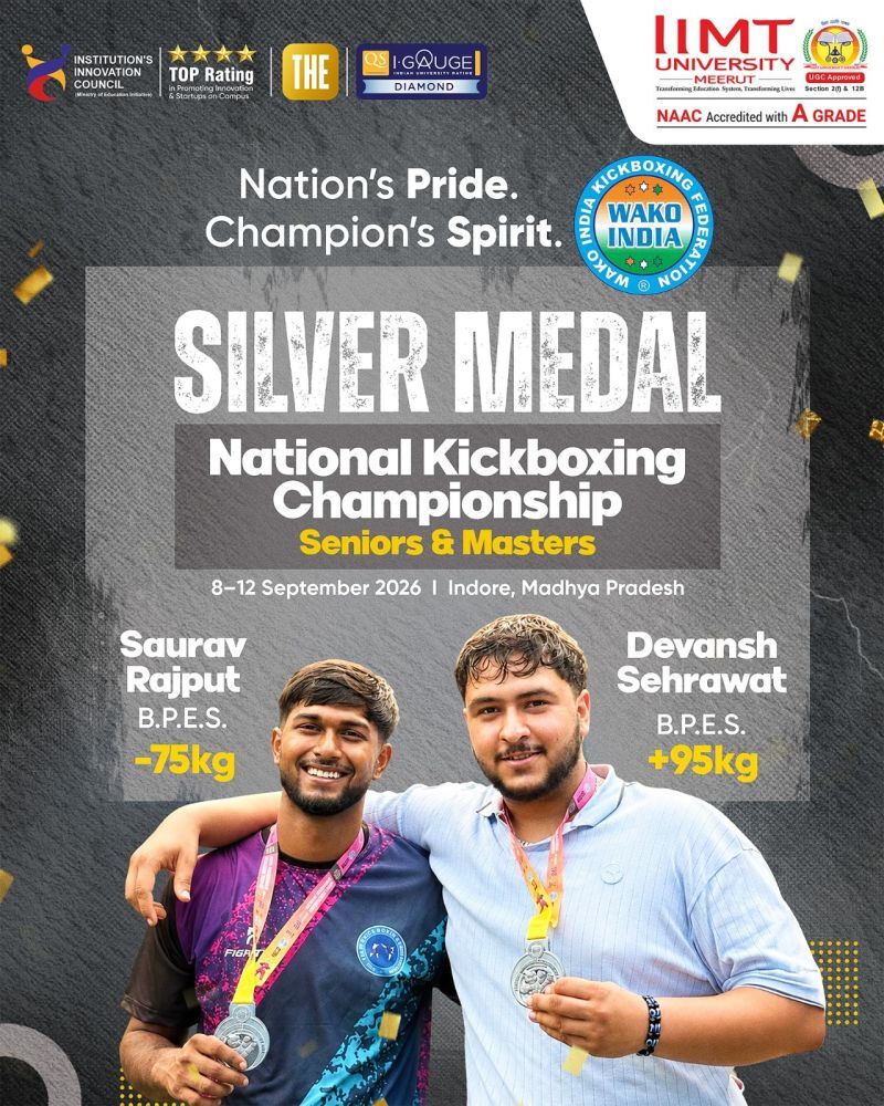 IIMT University students winning medals at the National Kickboxing Championship 2026 in Indore