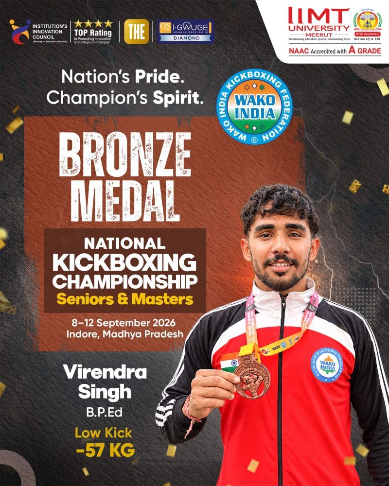 National Kickboxing Championship 2026 medal winners from IIMT University showcasing sporting excellence