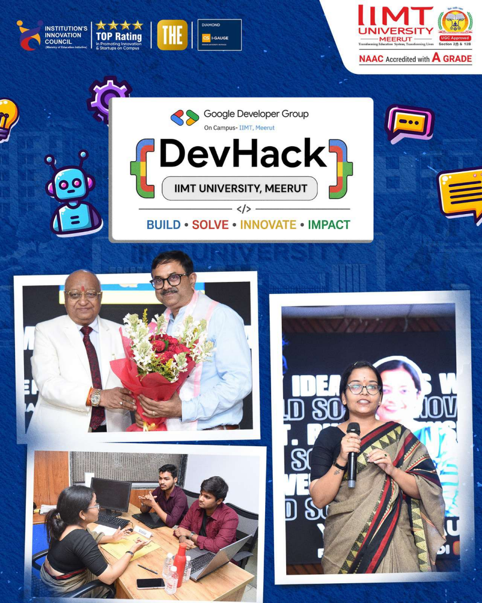 Students participating in the DevHack innovation and technology event at IIMT University