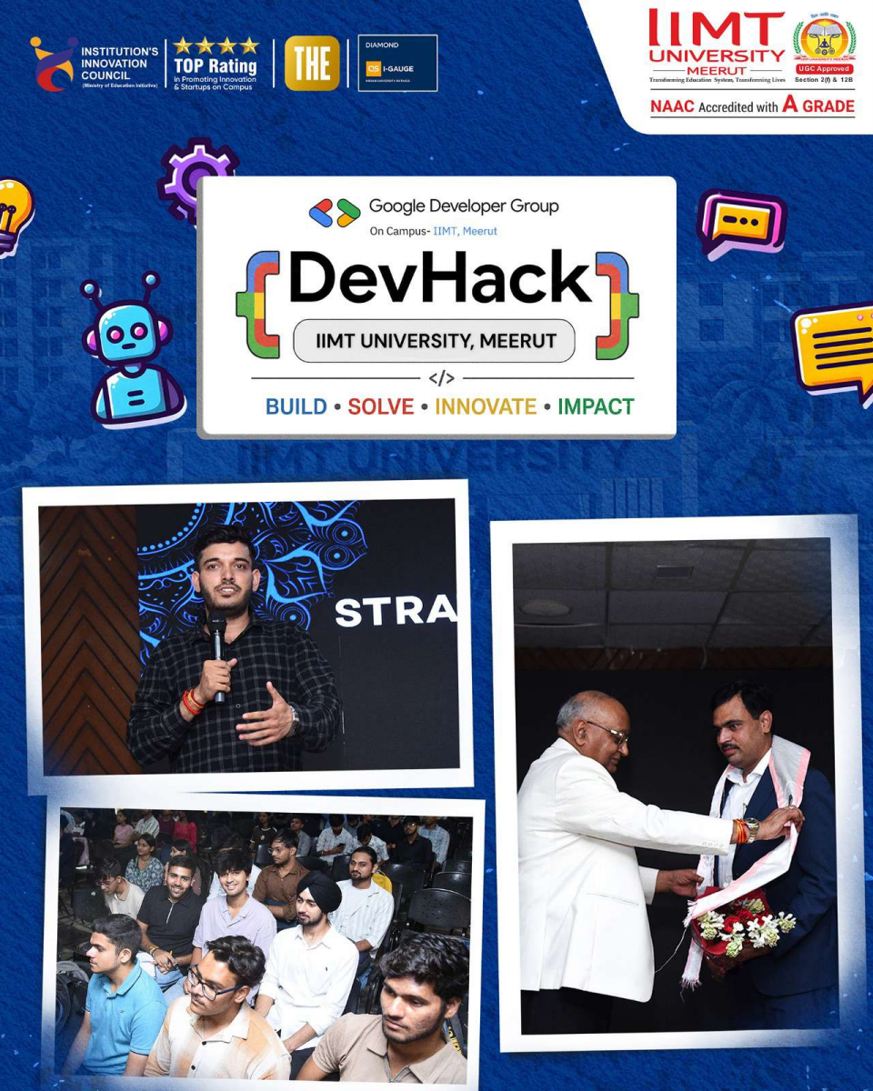 IIMT University students presenting innovative solutions during DevHack hackathon