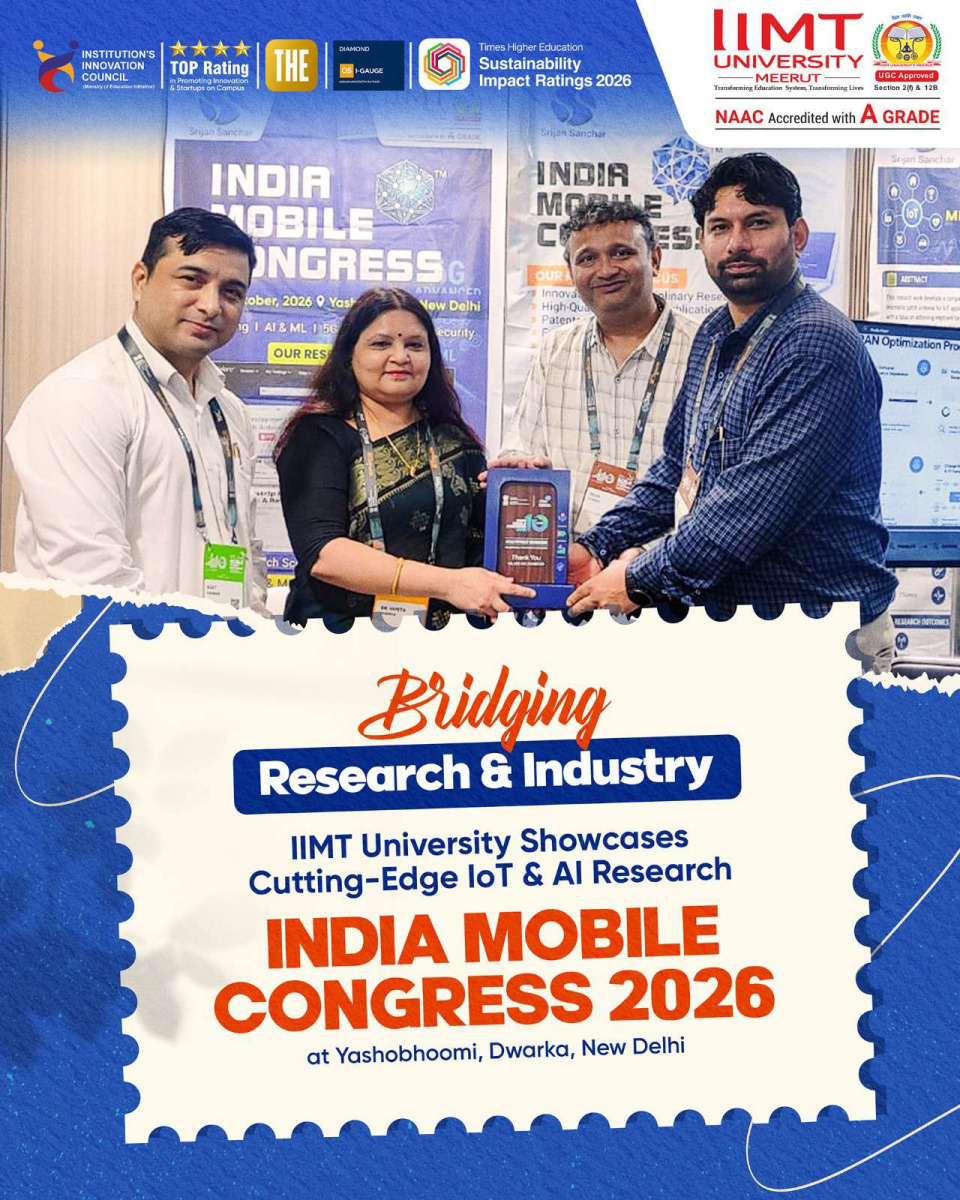 IIMT University showcases cutting-edge AI and IoT research at India Mobile Congress 2026 in New Delhi.