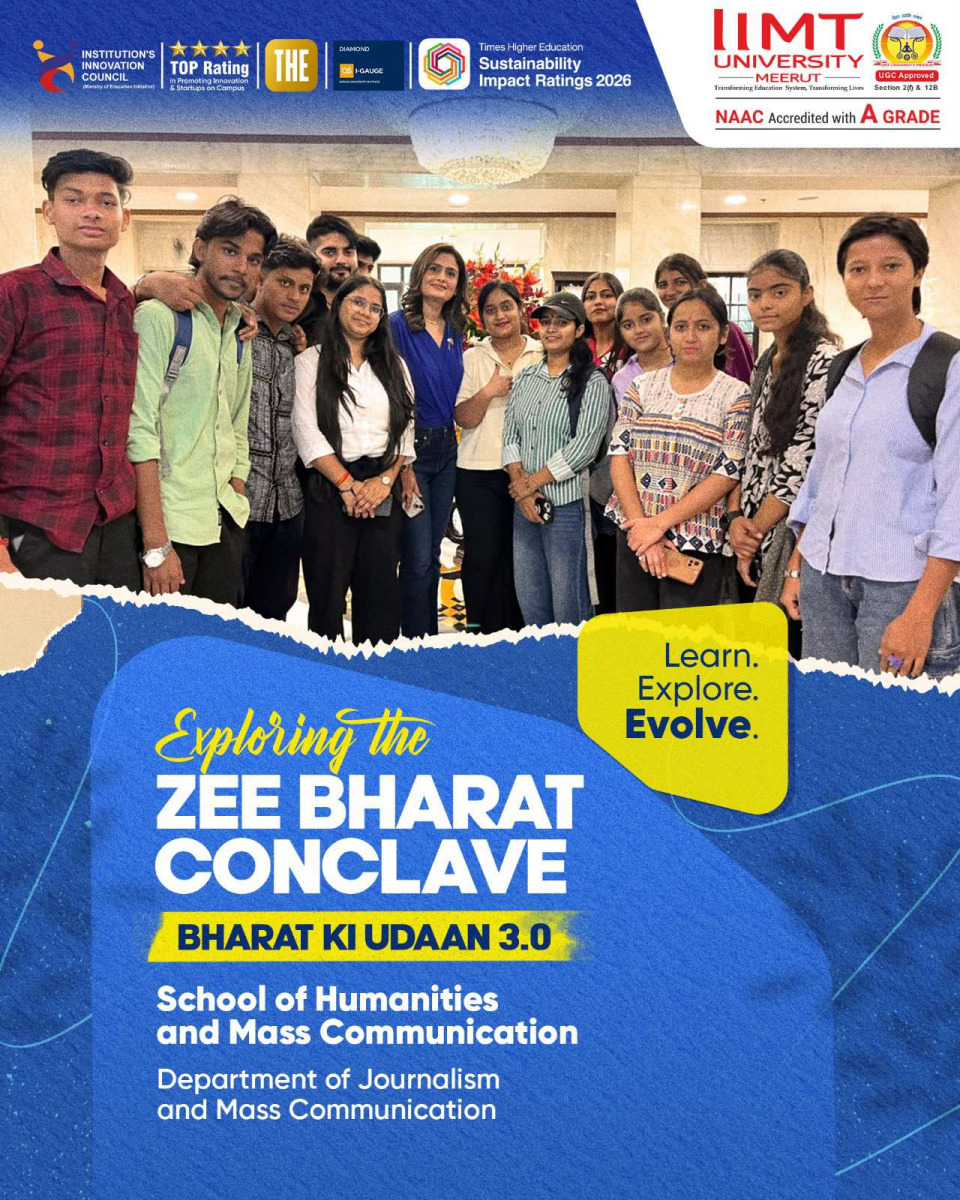 Students of the School of Humanities and Mass Communication, IIMT University, gaining industry exposure at Zee Bharat Conclave 3.0.